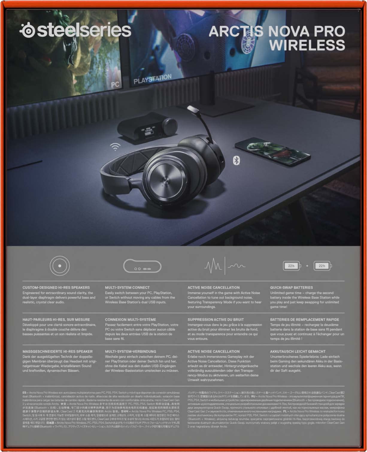 SteelSeries Arctis Nova Pro Wireless - Multi-System Gaming Headset - Neodymium Magnetic Drivers - Active Noise Cancellation - Infinity Power System - ClearCast Gen 2 Mic - PC, PS5, PS4, Switch, Mobile