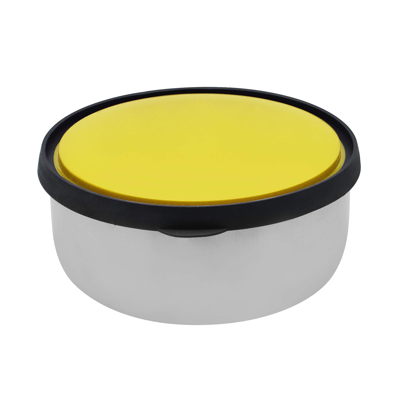 Raj Steel Storage Bowl With Yellow Plastic Lid -18 Cm, PD0004, Nuts Bowl , Food Container , Serving Bowl, Lunch Box