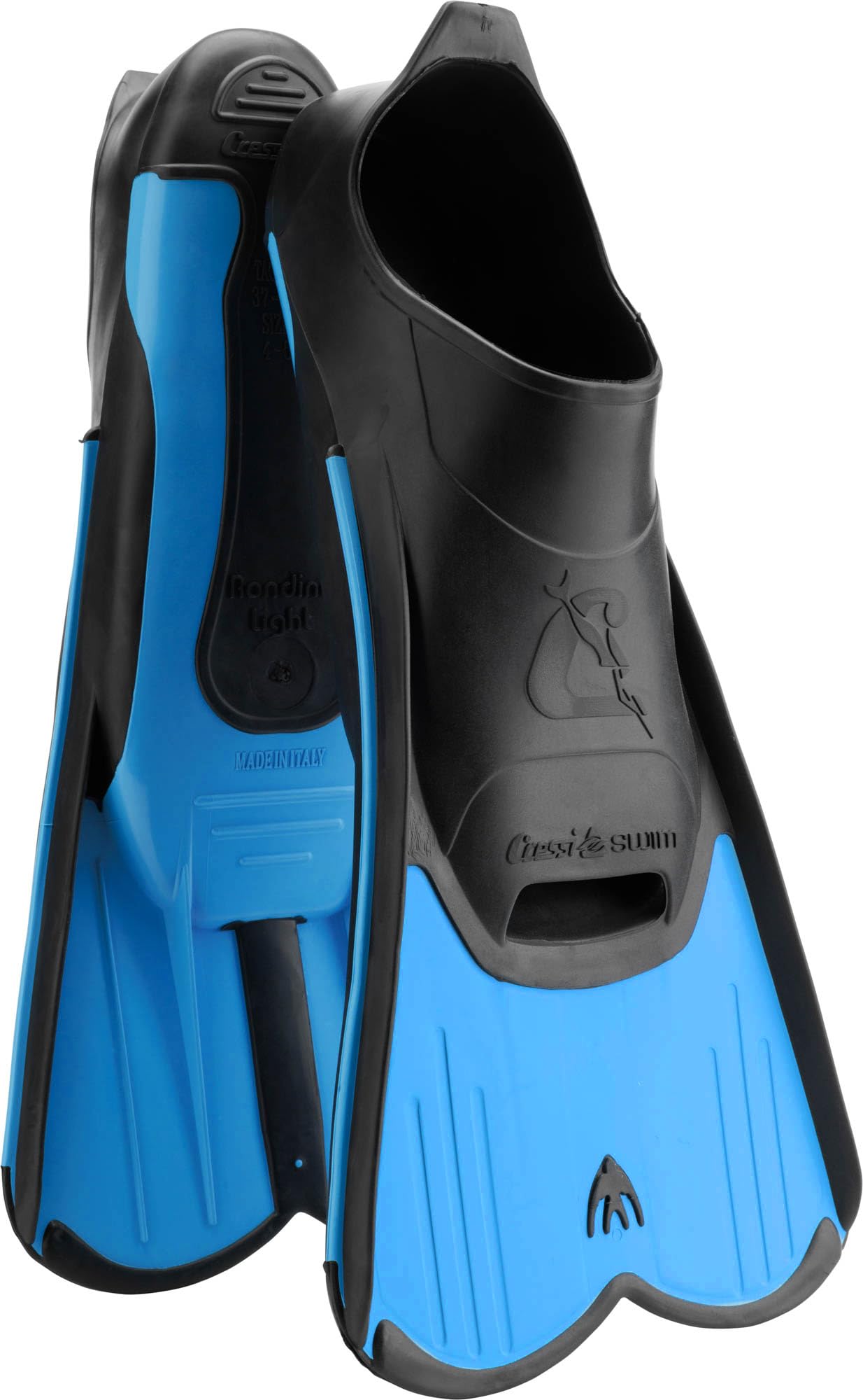 Cressi Short Full Foot Pocket Fins for Swimming or Training in the Pool and in the Sea - Light: made in Italy