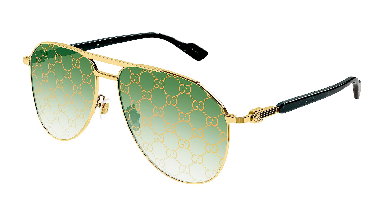 GUCCI SUNGLASSES GG1220S GOLD-GOLD-GREEN 59 MENS