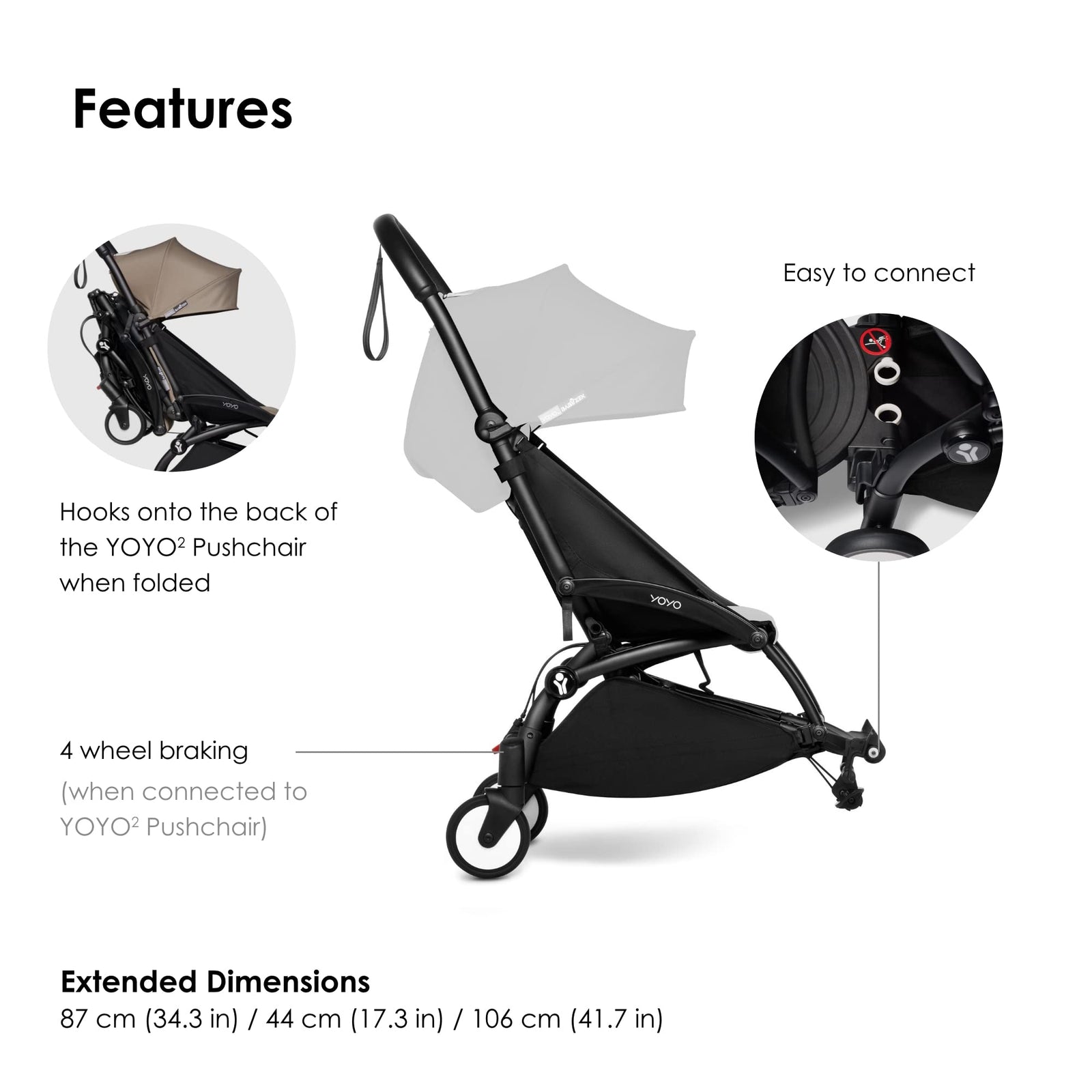 BABYZEN YOYO Stroller Connect - Turn Your Babyzen YOYO2 Stroller into a Double Stroller - Still Compact & Easy to Maneuver - Black