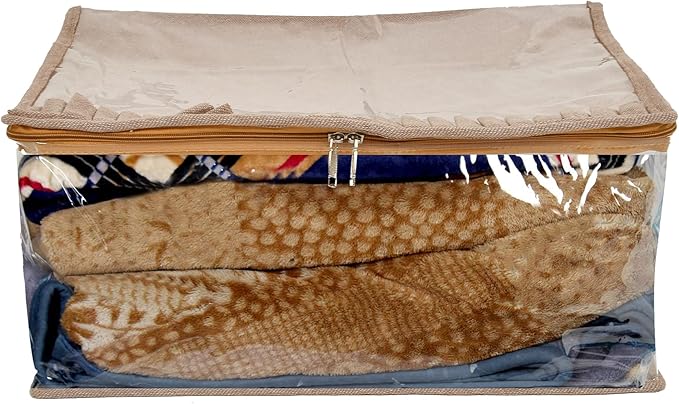 Fun Homes Laminated Transparent Underbed Storage Bag- Pack of 2 (Ivory)-HS_38_FUNH21452