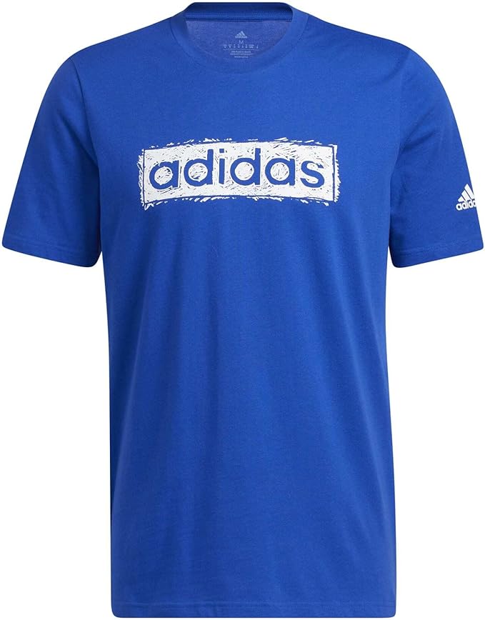 adidas Men's Sketch Linear Graphic T-Shirt , BLUE , L