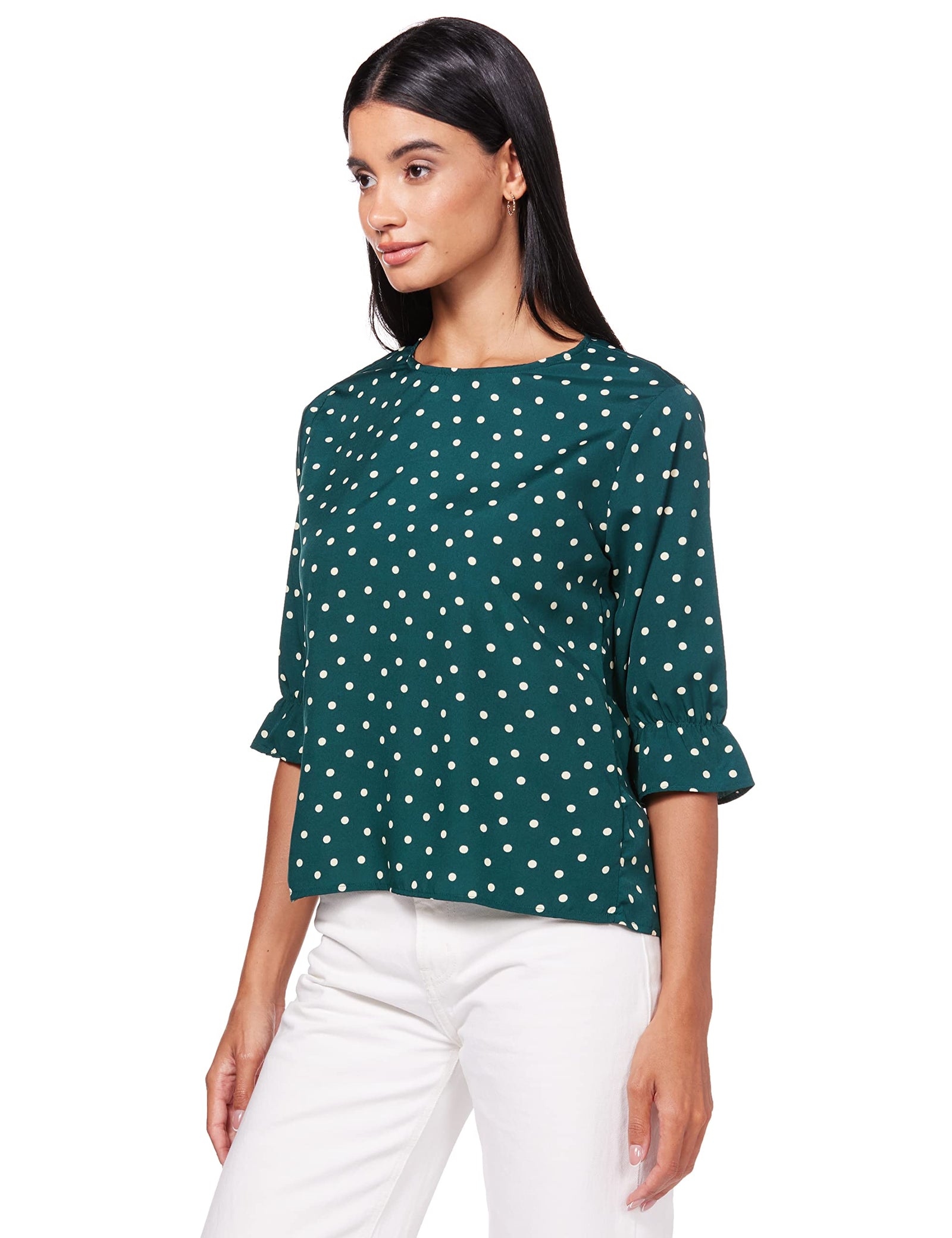 Krave Women Black & Green Abstract Print Regular Top