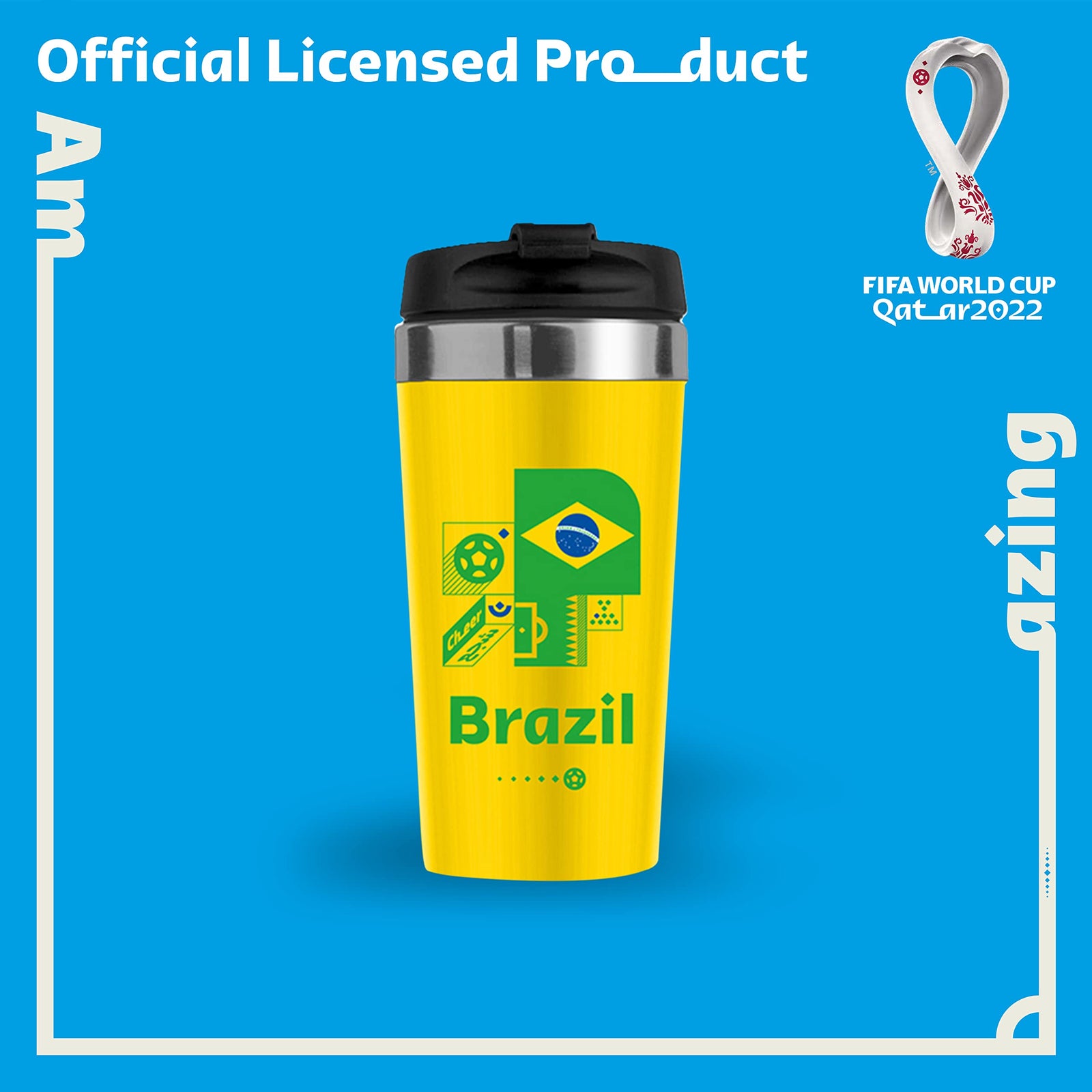 FIFA RT500402B World Cup Qatar 2022 Stainless Steel Vacuum Mug - Brazil - 450ml