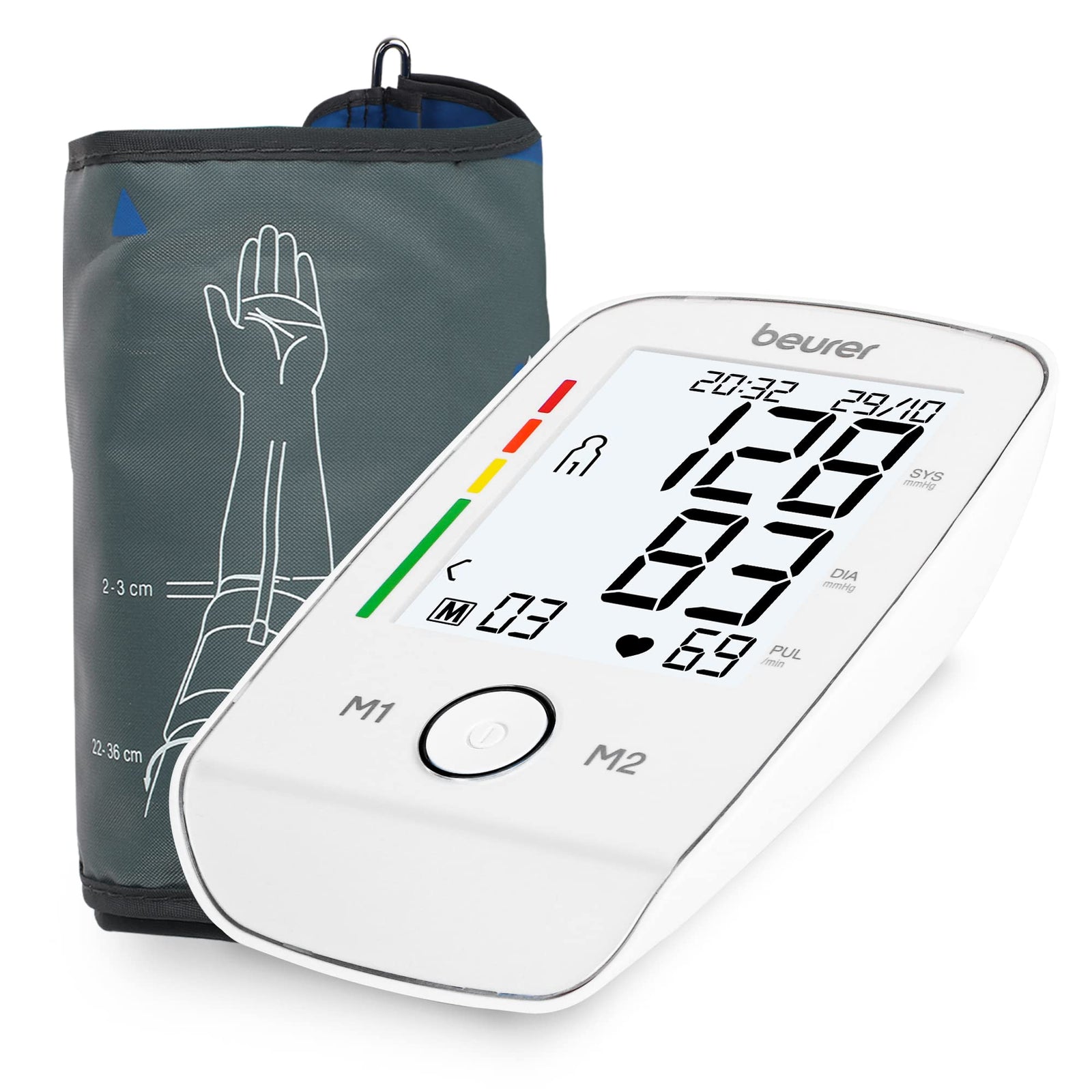Beurer BM 45 Automatic Blood Pressure Monitor, Clinically Validated, Blood Pressure Machine with Arrhythmia Detection & Colour-Coded Risk Indicator according to WHO standards