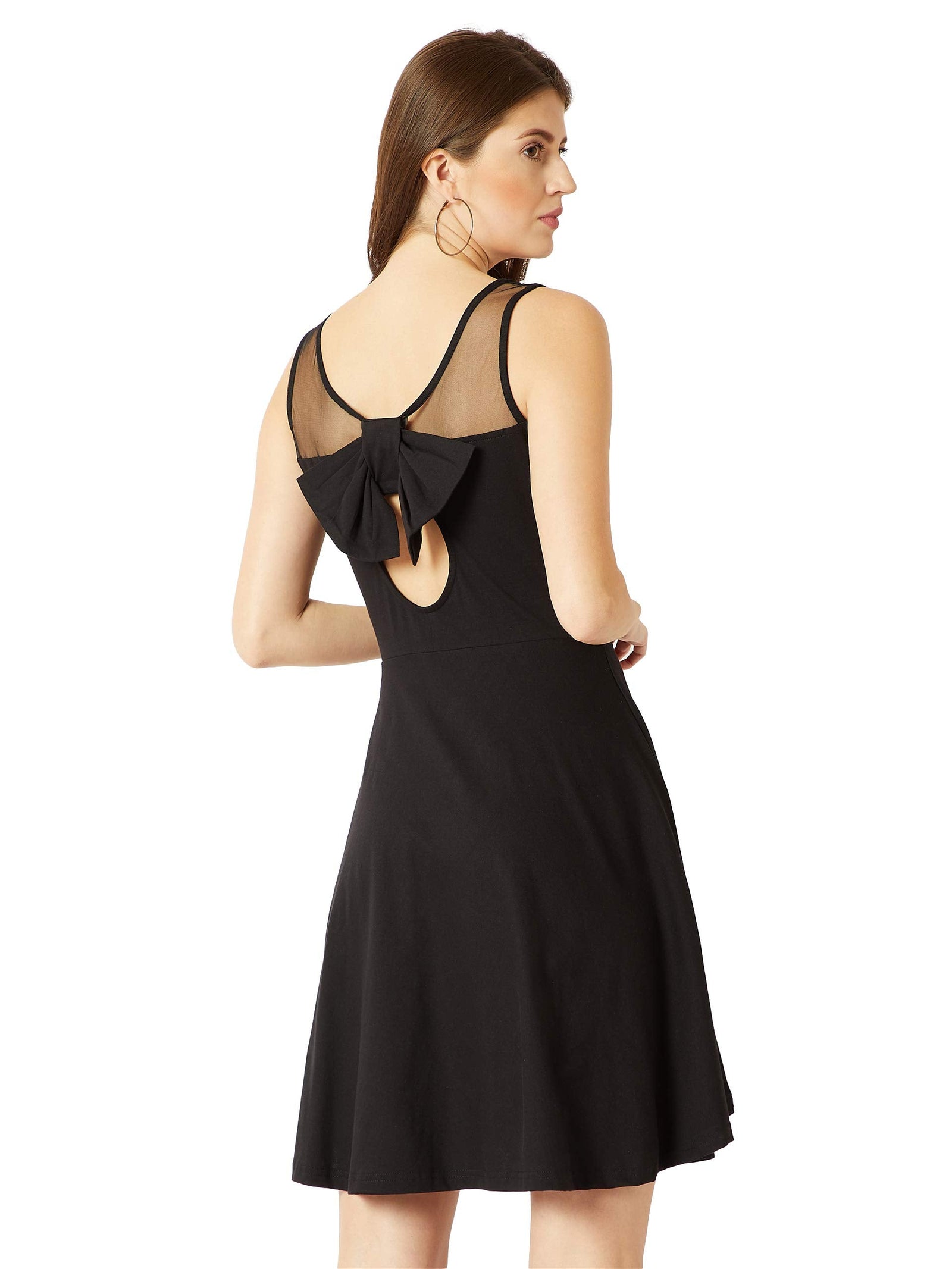 Miss Olive Women's Cotton Skater Mini Dress.Black.L.