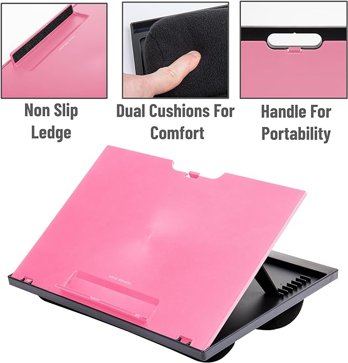 Mind Reader Anchor Collection Adjustable Portable Laptop Desk with Built-in Cushions - Pink