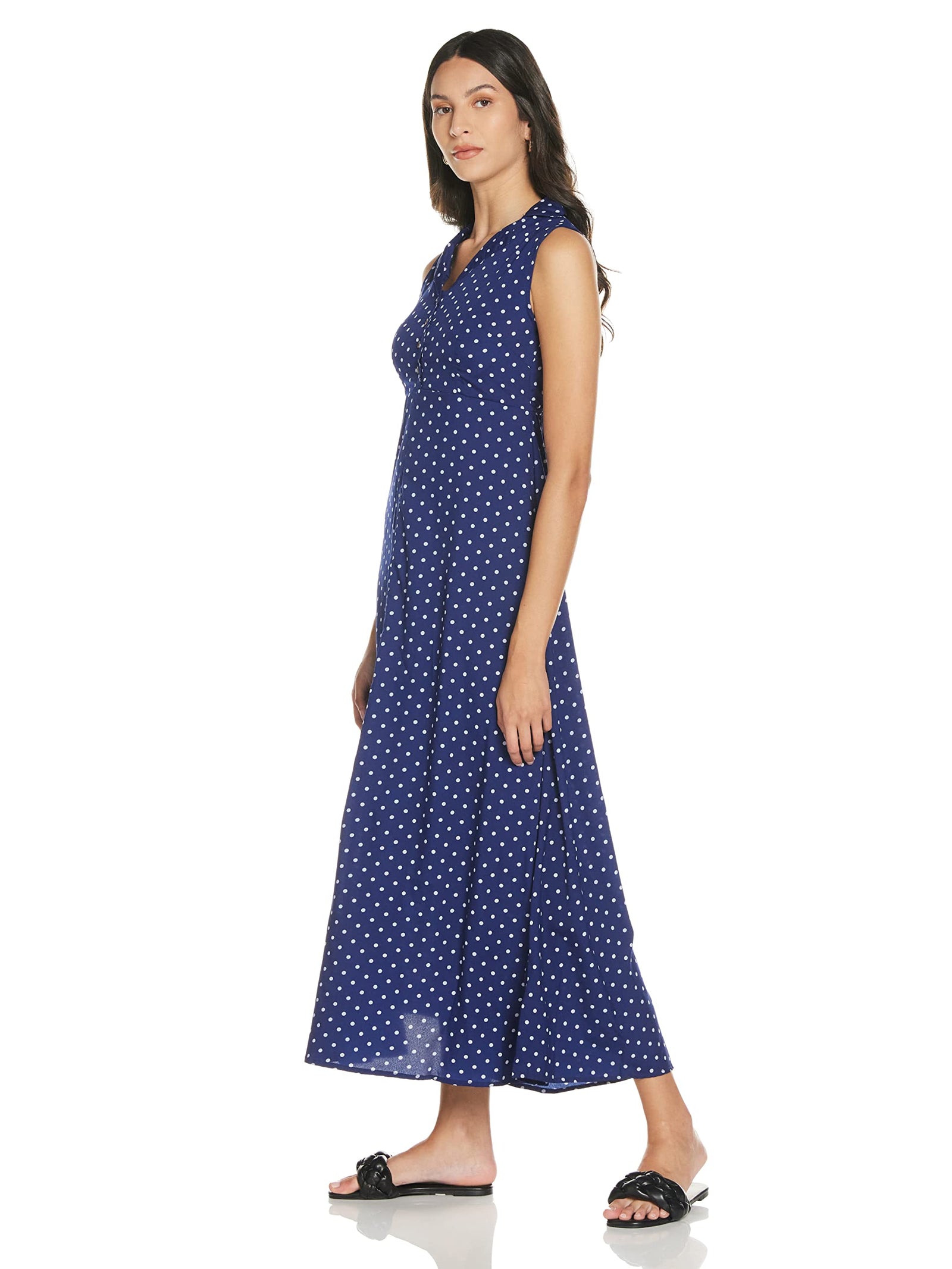 Styleville.in Women's Polyester Fit and Flare Maxi Casual Dress