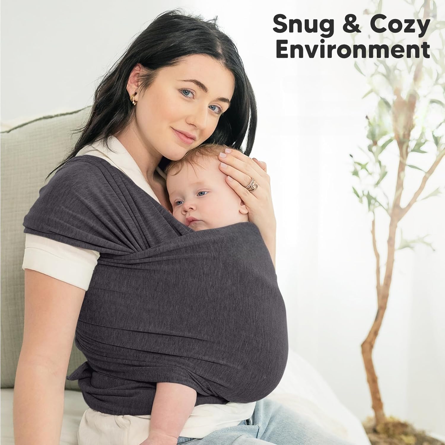 YKingder Baby Wrap Carrier - Original Baby Carrier Wrap Sling for Newborns - Baby Wearing Essentials - Newborn Wrap Swaddle Holder, Newborn to Toddler Infant Sling (Grey)