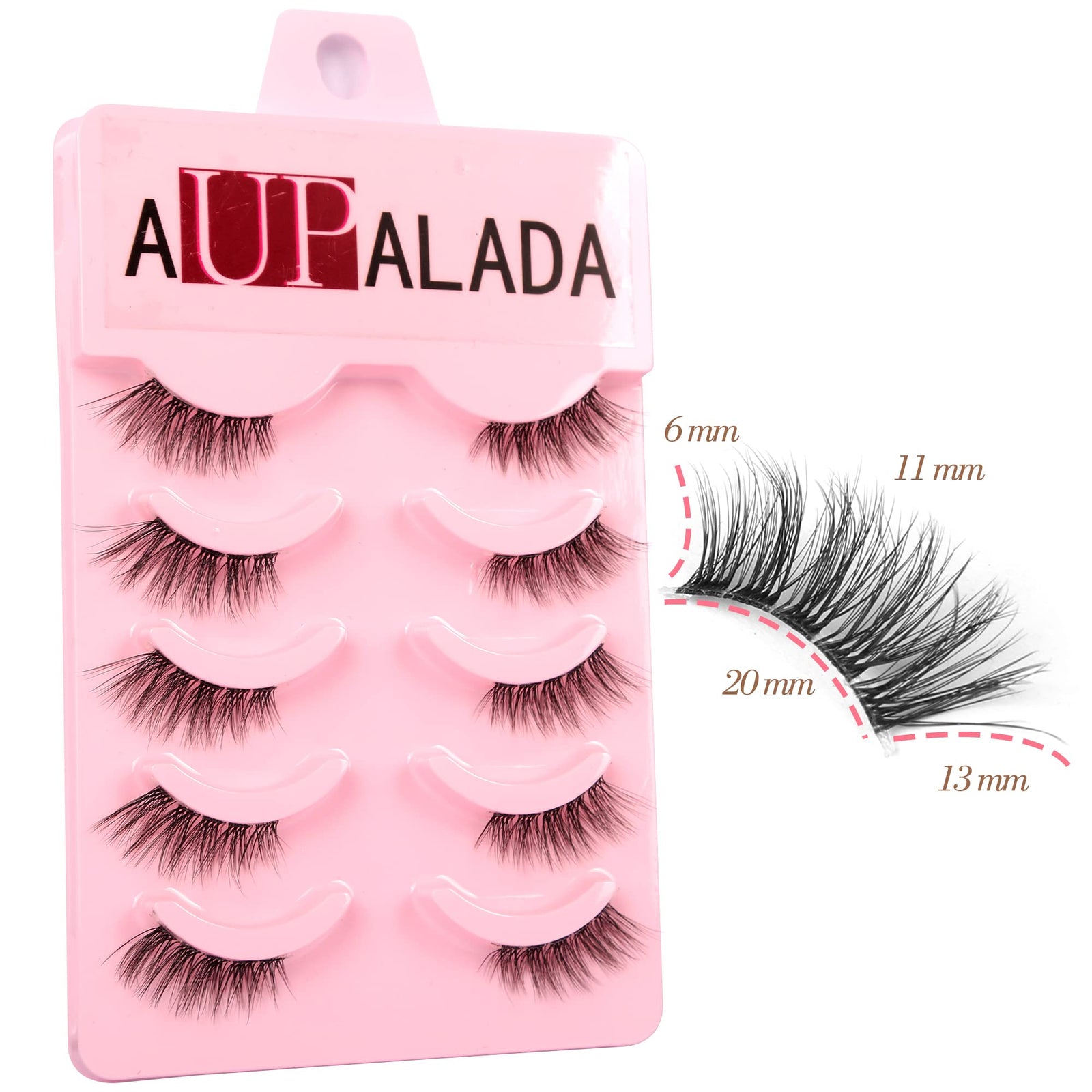 aupalada False Eyelashes Half Lashes Cat Eye Strip Natural 1/2 Lashes Short Fluffy Accent Tatti 3/4 Lashes Wispy Fake Eyelashes Set, Clear, Pack Of 5 5 Pair (Pack of 1)