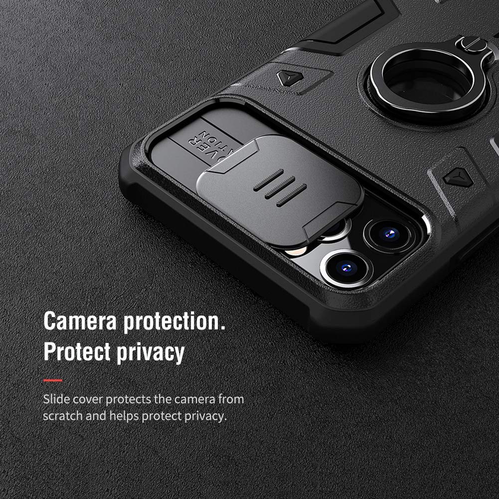 Nillkin iPhone 11 Pro Case Slide Camera Protection Case for iPhone 11 Pro Cover Ring Stand Holder (Black)