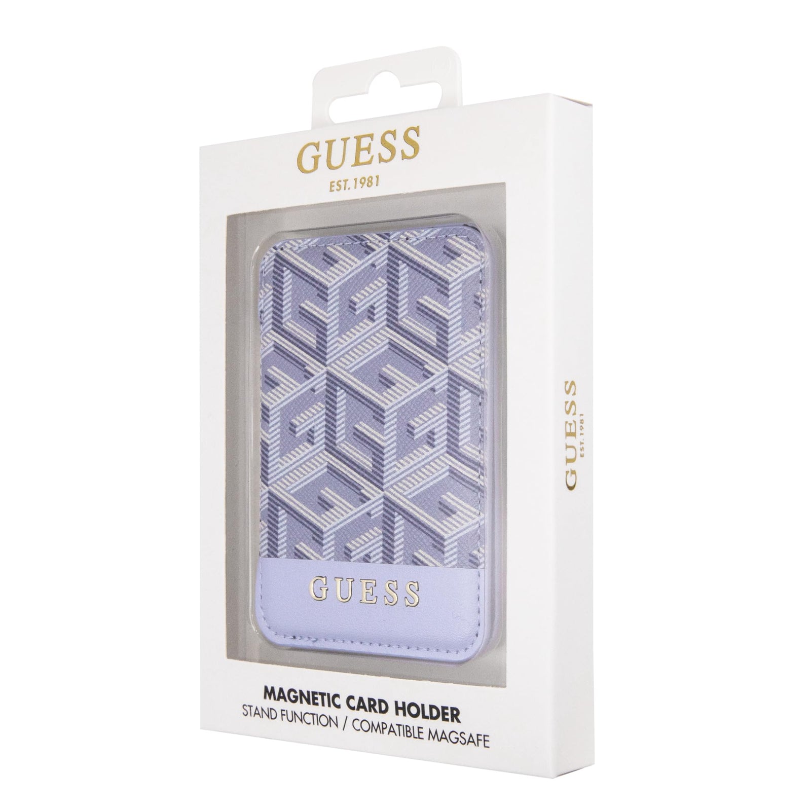 Guess Wallet Cardslot Stand Gcube Stripe Magsafe - Blue