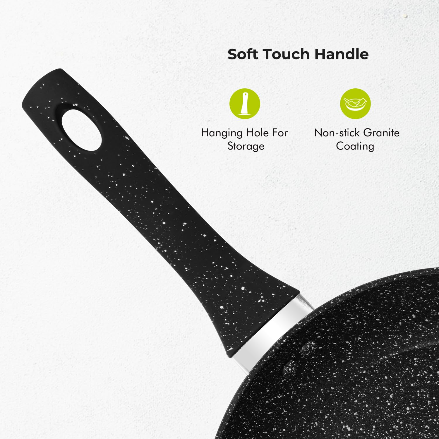 Royalford Smart Fry Pan RF11872 with Durable Granite Coating, Forged Aluminium Non-Stick Frying Pan Induction Hob Egg Omelet Pan | Saute Pan with 5-Layer Construction & Cool Touch Handle, 28cm, Black