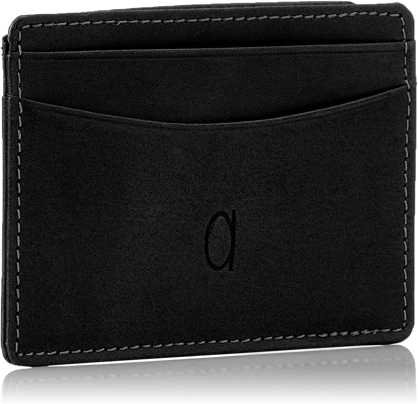 Alfa Leather Co. Leather Front-Logo Credit Card Holder for Men