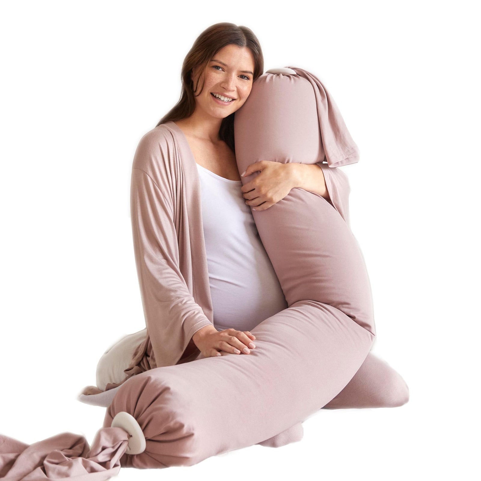BBHugme Pregnancy Pillow - Long Body Pillow with Cooling Technology - Ideal Pregnancy & Nursing Pillow - Comfortable Body Support and Temperature Regulation- Versatile Multi-Use Maternity Pillow