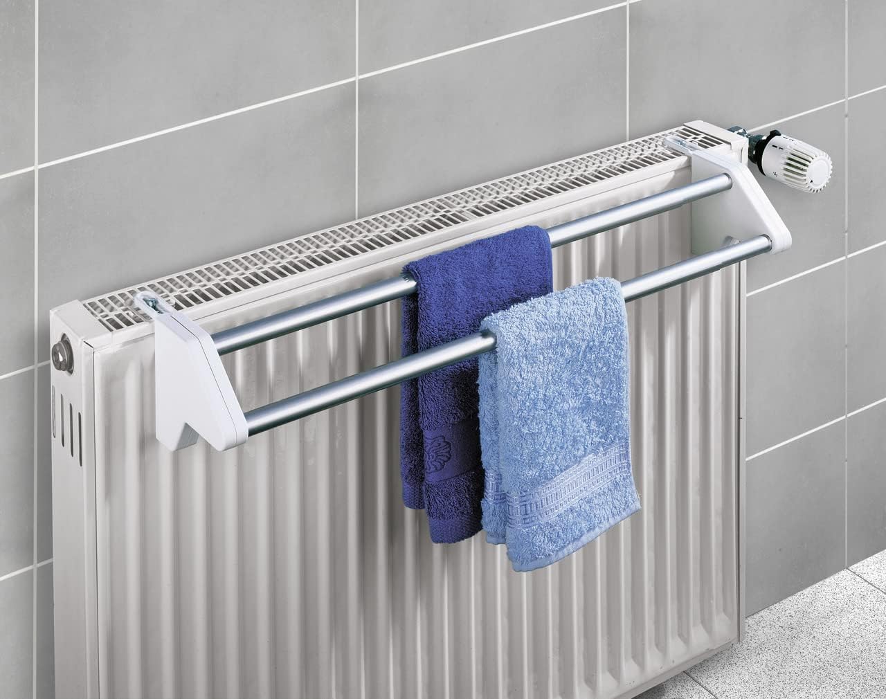 WENKO Standard Radiator Clothes Dryer, Aluminium, Extendable, Indoor & Outdoor Portable, Home Laundry Helper, 62-110x11.5x13cm, Aluminium