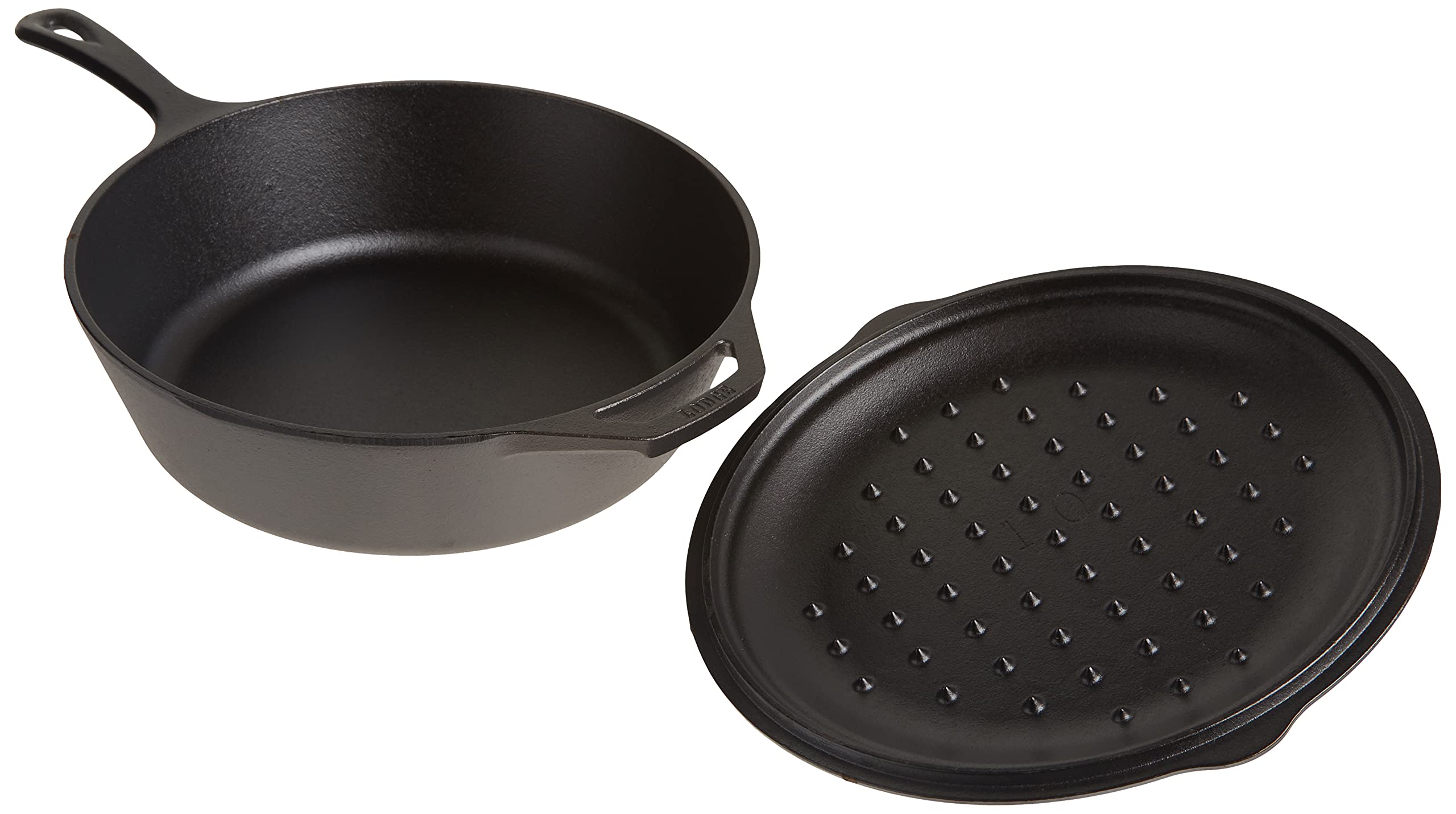 Lodge Pre-Seasoned Cast Deep Skillet With Iron Cover And Assist Handle, 5 Quart, Black