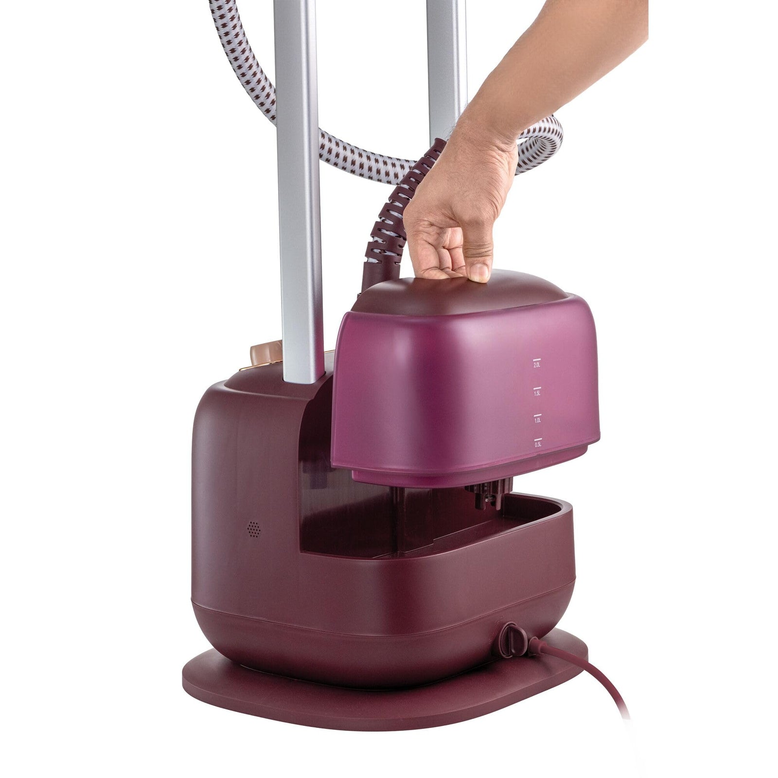 BLACK+DECKER Double Pole Garment Steamer,2400W,2L,Ironing Board,Horizontal&Vertical Ironing,10 Steam Settings, Anti-kink Steam Tube,35g/min steam rate,Dark Red-GSTD2450-B5