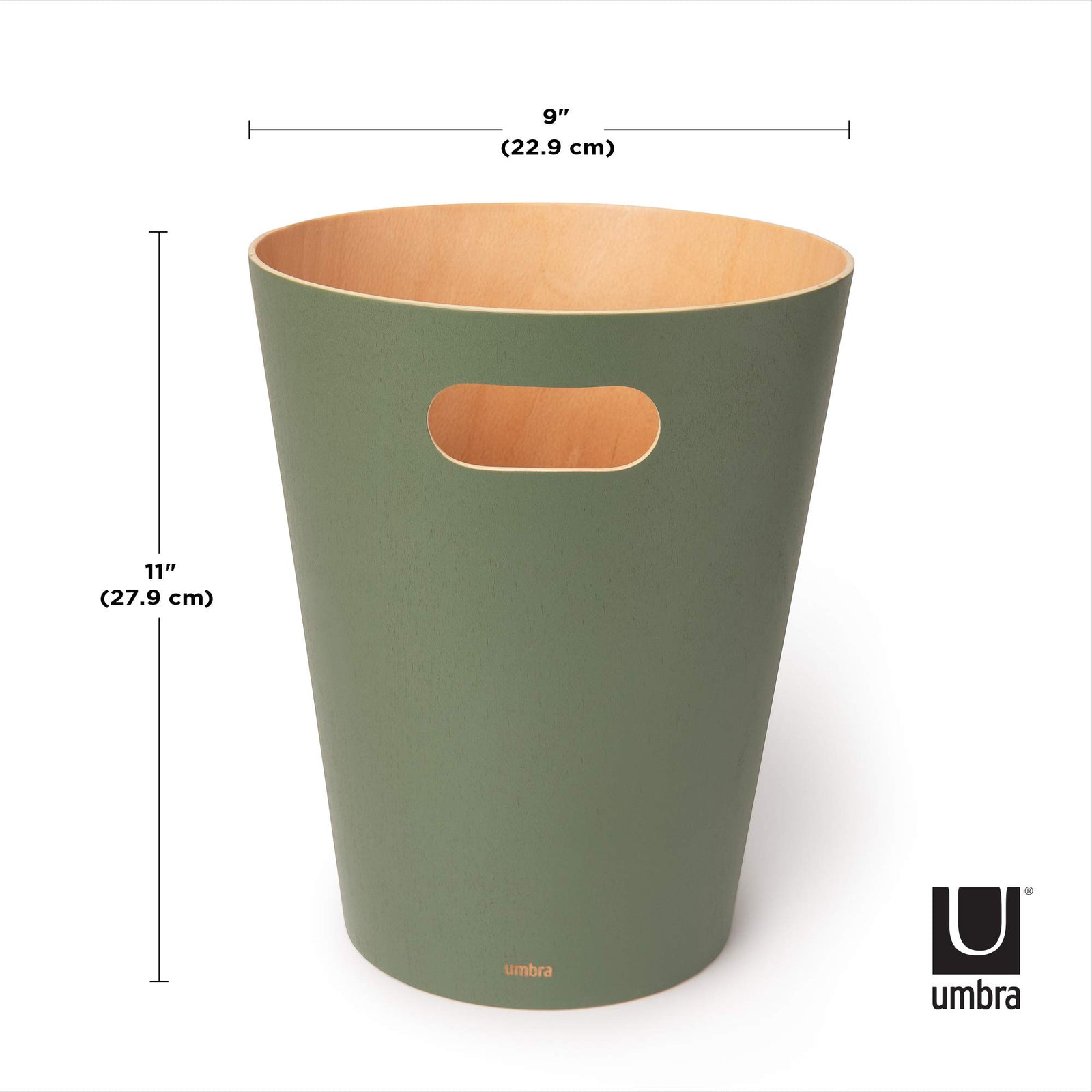 Umbra Woodrow, 2 Gallon Modern Wooden Trash Can Wastebasket or Recycling Bin for Home or Office 082780-1095