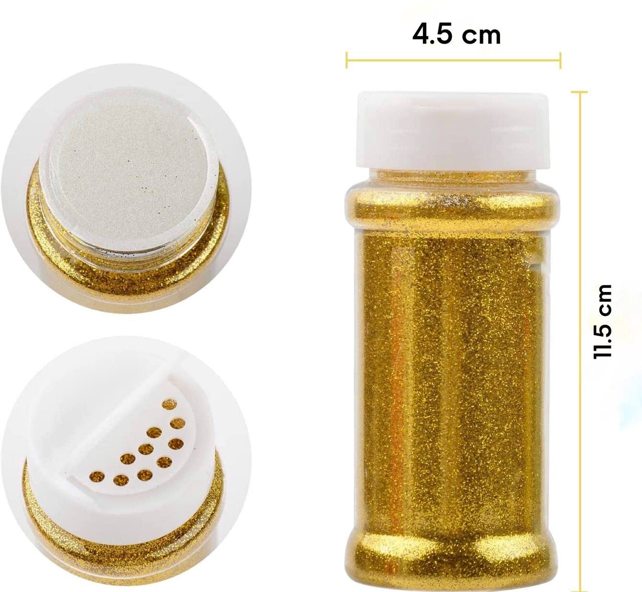 MARKQ Glitter Shaker Bottle, 100g Gold Glitter Pots for Resin Epoxy Slime Painting Scrapbooking Arts and Crafts Supplies