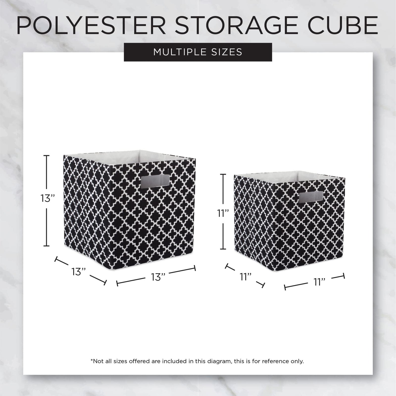 DII Non-Woven Polyester Storage Bins, Chevron Pattern, Black, Small - Set of 2