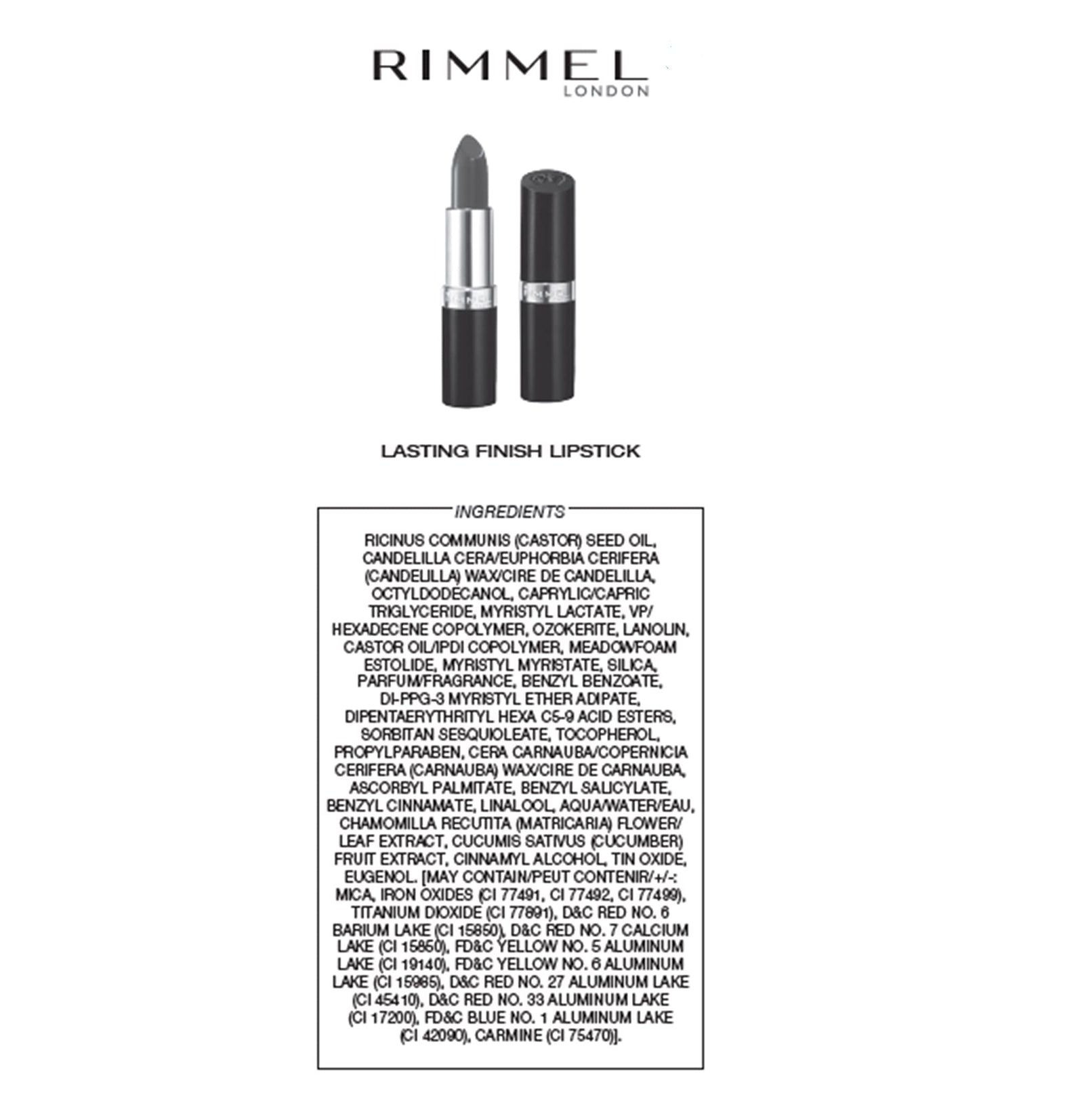 Rimmel Lasting Finish, 077 Asia, Satin Lipstick, Long-Lasting, Satin Finish, Rich Colour, Moisturising, Vegan Formula, 4g