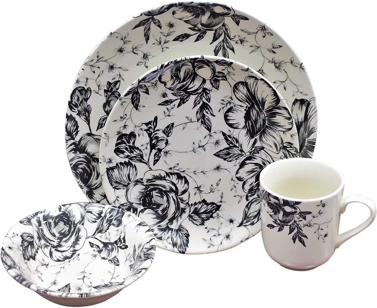 Claytan CLA.IFB020091 Impression Floral Black Dinner Set 15PCS