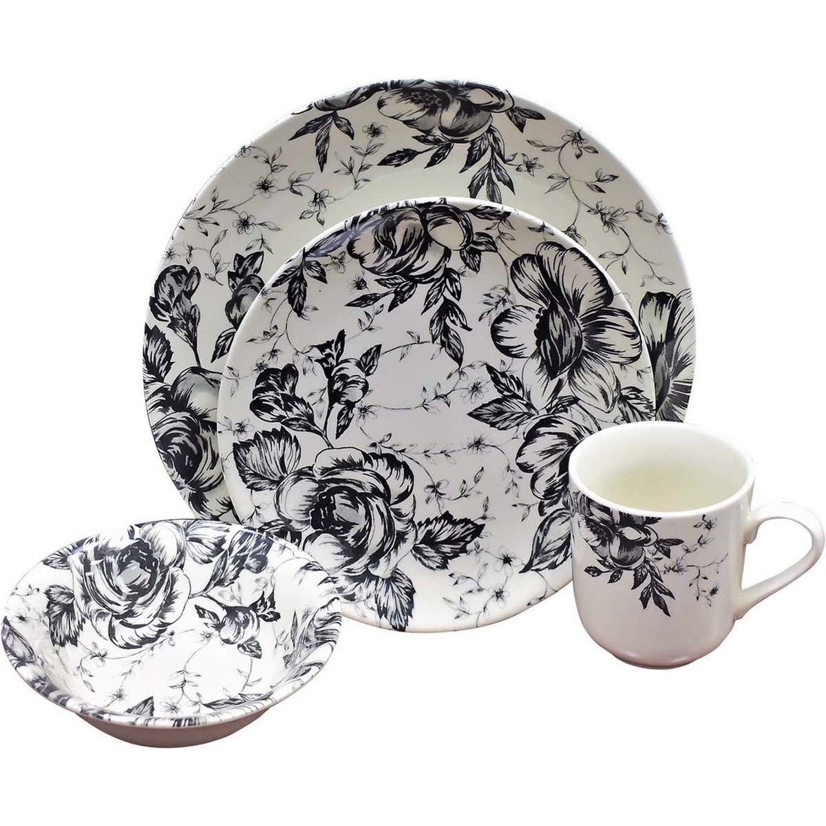 Claytan CLA.IFB020091 Impression Floral Black Dinner Set 15PCS