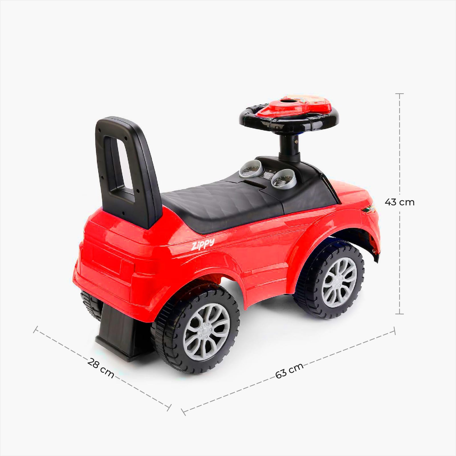 MOON Zippy Ride on Sports Car for Boys and Girls, 12-36 Months, Safe and Secure with Anti-Tipping Mechanism -Perfect Birthday Gift Idea – Red