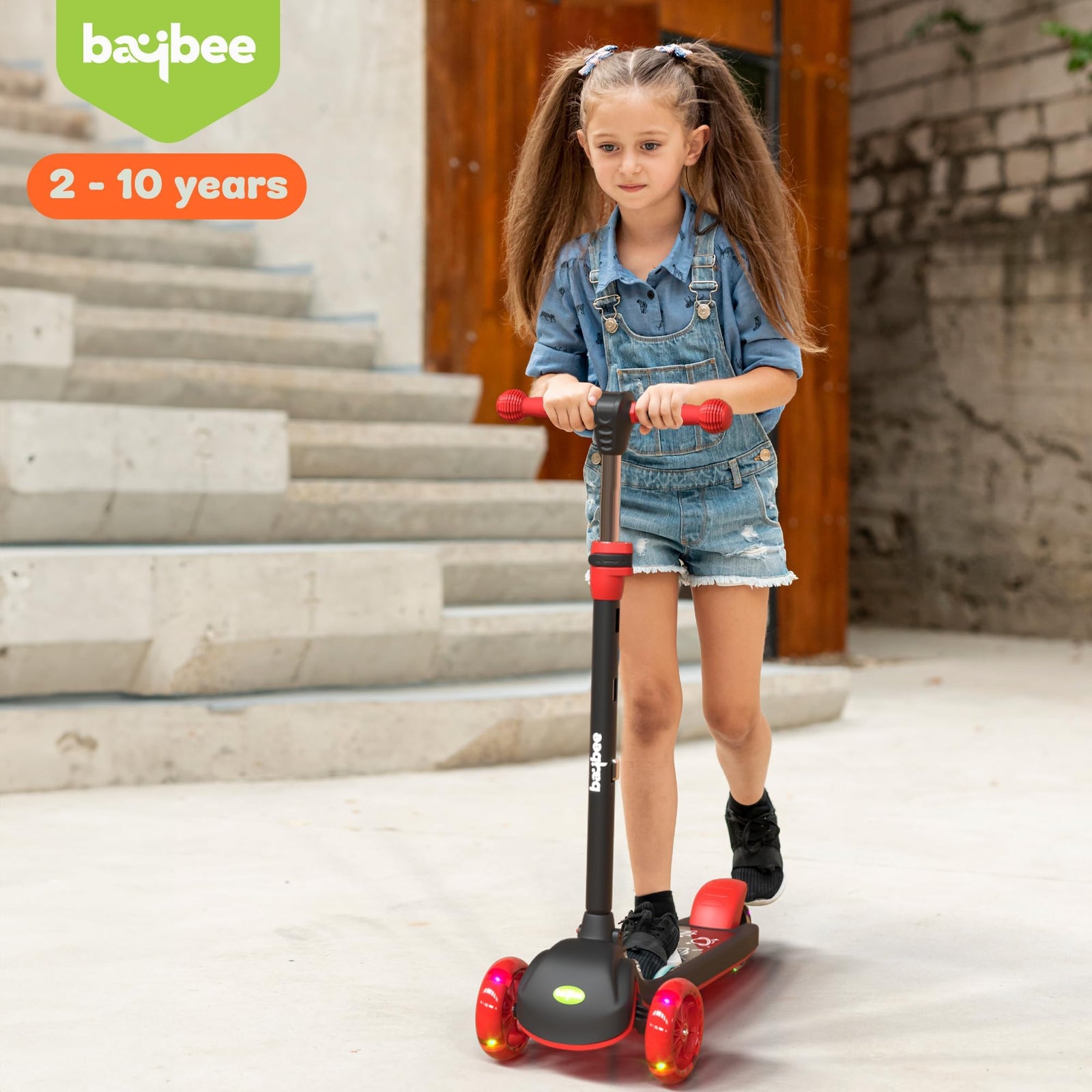 Baybee Blaze Storm Scooter for Kids,3 Wheel Smart Kick Scooter with Fold-able &Height Adjustable Handle, Runner Scooter with Extra-Wide LED PU Wheels & Brake for Kids Age 2-10 Years