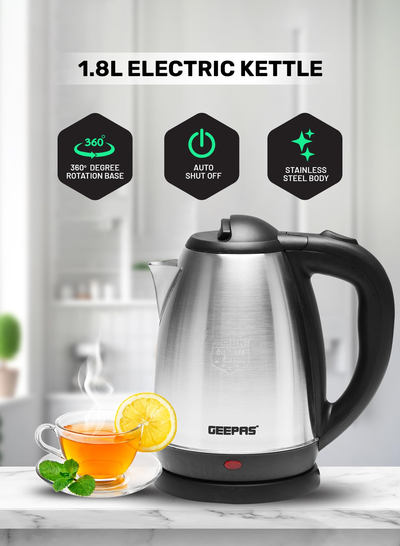 Geepas Kettle, Silver, GK5454