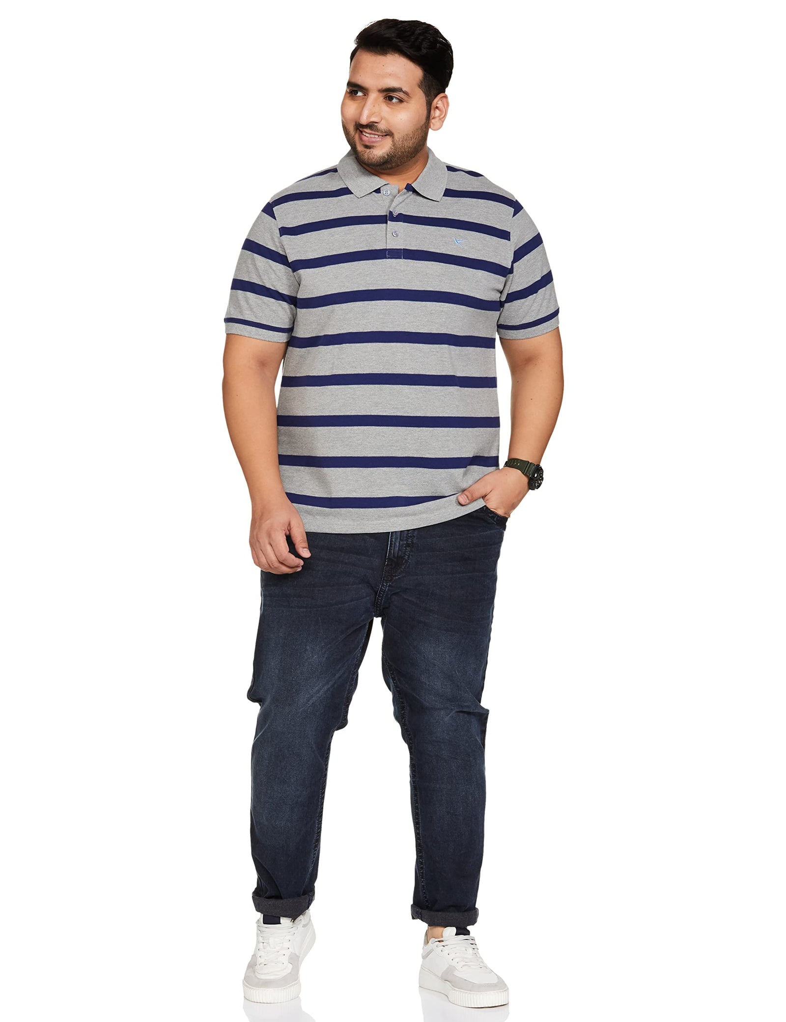 Deniklo Men's Striped Regular fit Polo Shirt