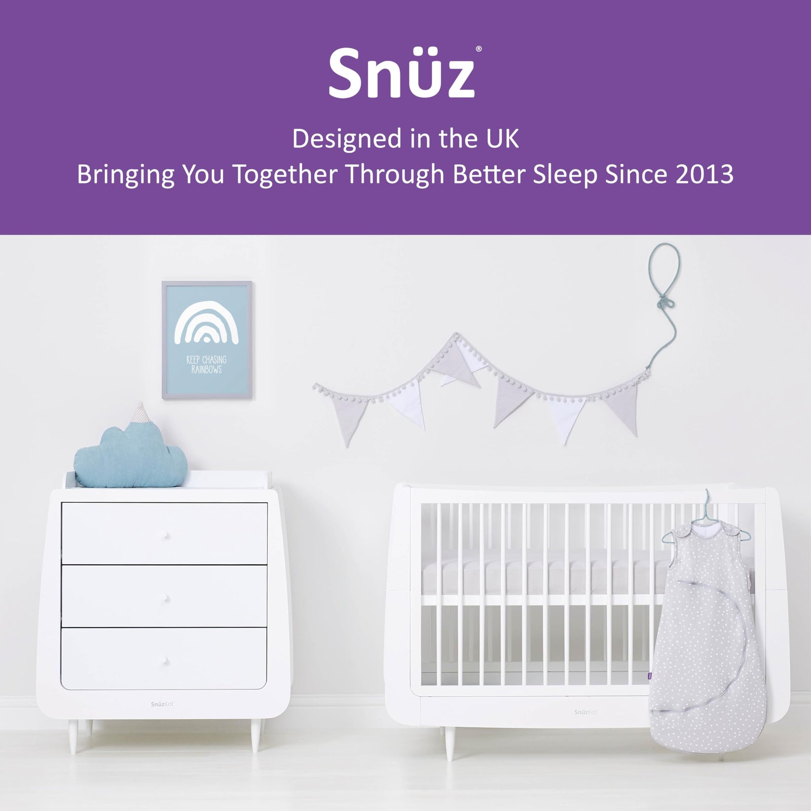 Snuz SnuzPouch Sleeping Bag for Infant/Baby| 2.5 Tog | Clever Nappy change Zip |100% Cotton | For Temperatures within 16-20 Celsius |Frrom 6-18months | Maximum Baby Length 86cm-White