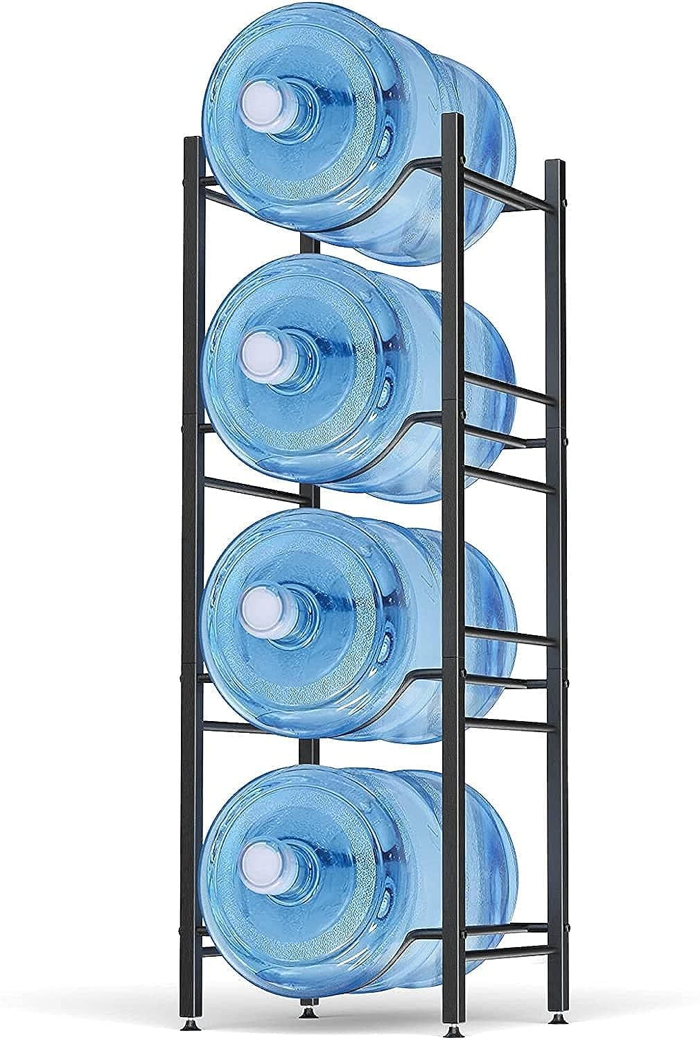 SKY TOUCH SKY-TOUCH Water Bottle Storage Stand, 4 Tier Water Bottle Holder, 5 Gallons Heavy Duty Water Jug Rack for Kitchen Home and Office Easy To Assemble Black