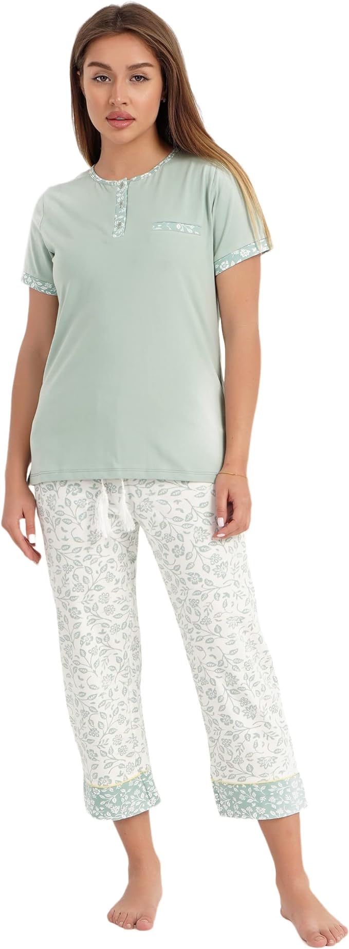 Carina Womens 53428 Pajama Set (pack of 2) ,  Light Mint