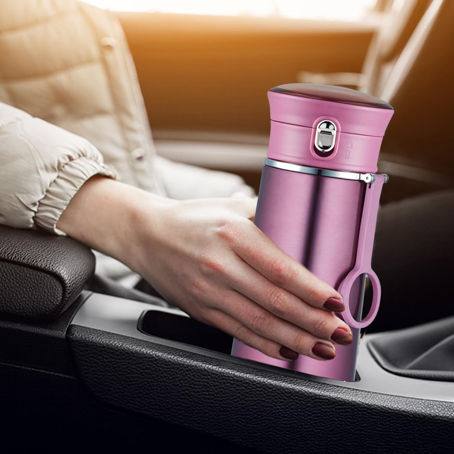 BOROSIL Double Wall Copper Coated Inner Vacuum Insulated Travelease Flask |Water Bottle|Thermos|Sports Bottle|Yoga Bottle|Portable|Office|Outdoor|Reusable Leak Proof PURPLE, 420 ML, BT420PE102