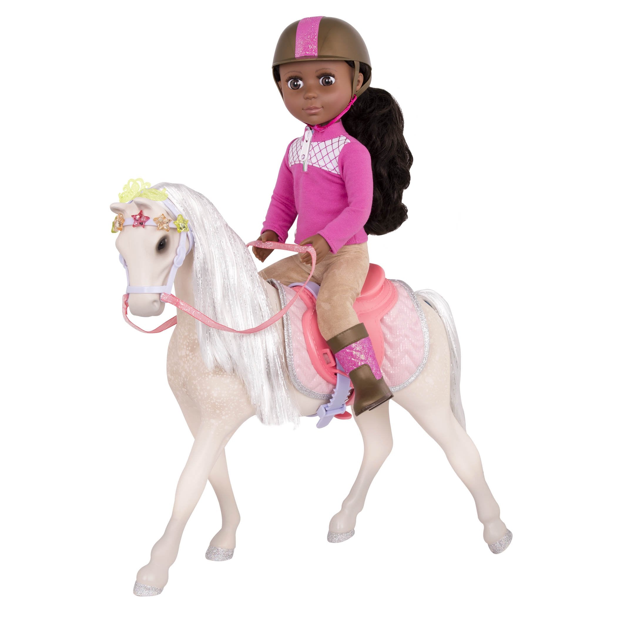 14" GLITTER HORSE W/TIARA white