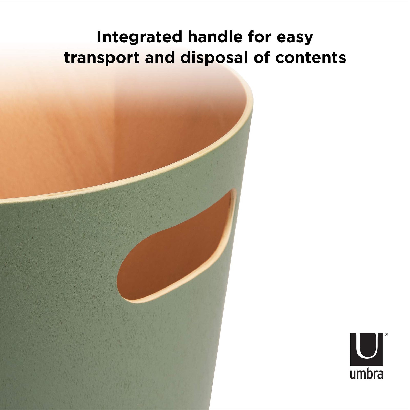 Umbra Woodrow, 2 Gallon Modern Wooden Trash Can Wastebasket or Recycling Bin for Home or Office 082780-1095