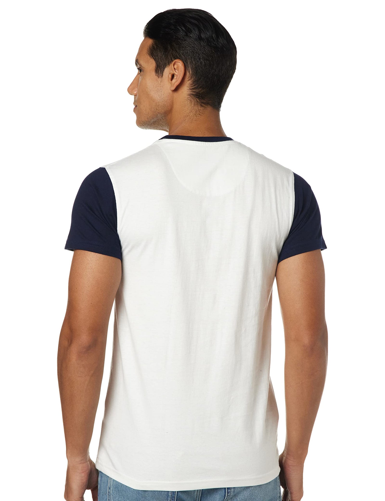 Deniklo Printed Round Neck T-Shirt For Men Size: 4XL Plus Color: White