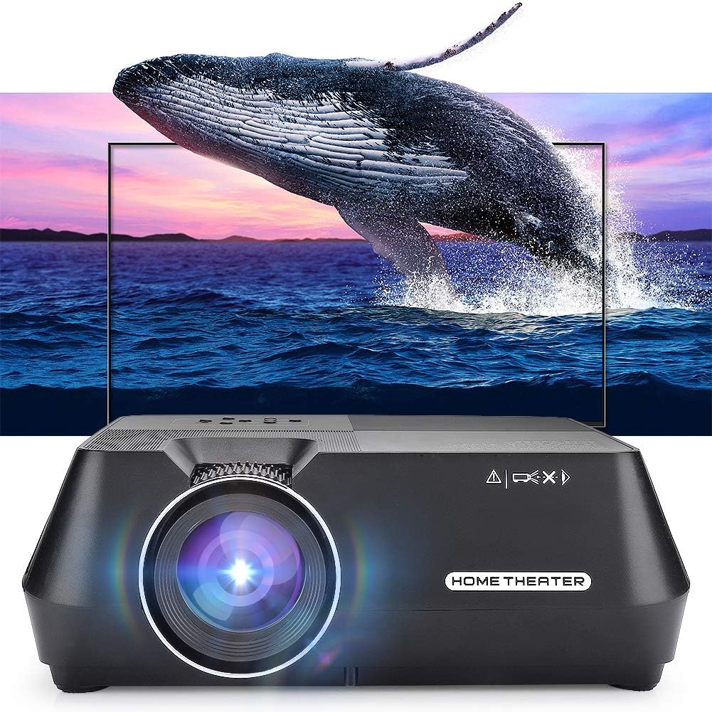 480p LCD Mini Portable Projector Home Cinema Theater Media Player, 480p Lcdmini Prtable Projector with 1080p Hd Remote Control, Diffuse Imaging Video Projector for Healthier Viewing(Black)