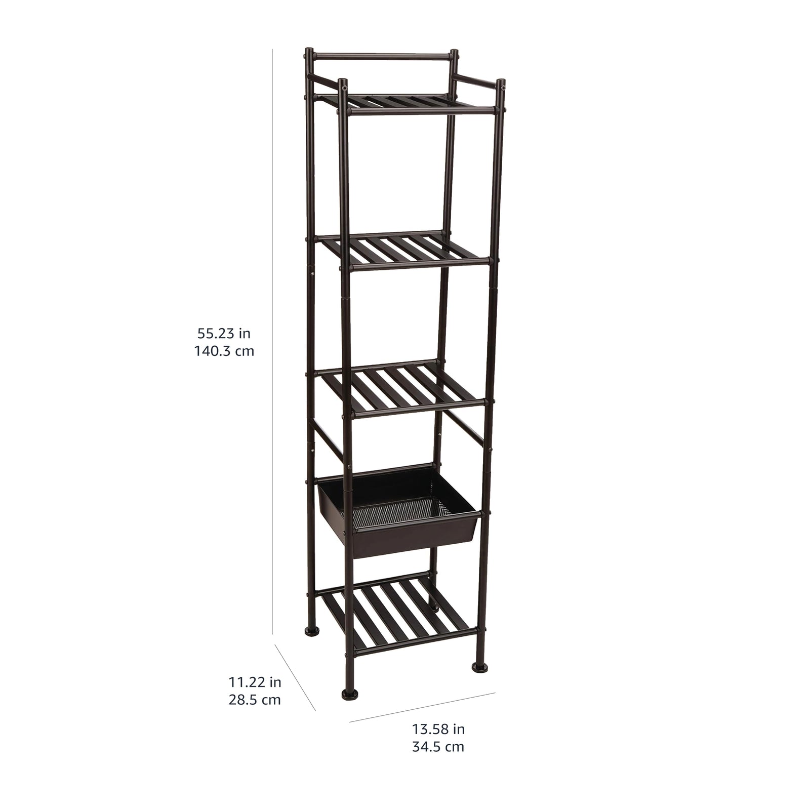 Amazon Basics 5-Tier Bathroom Shelving Unit with Basket