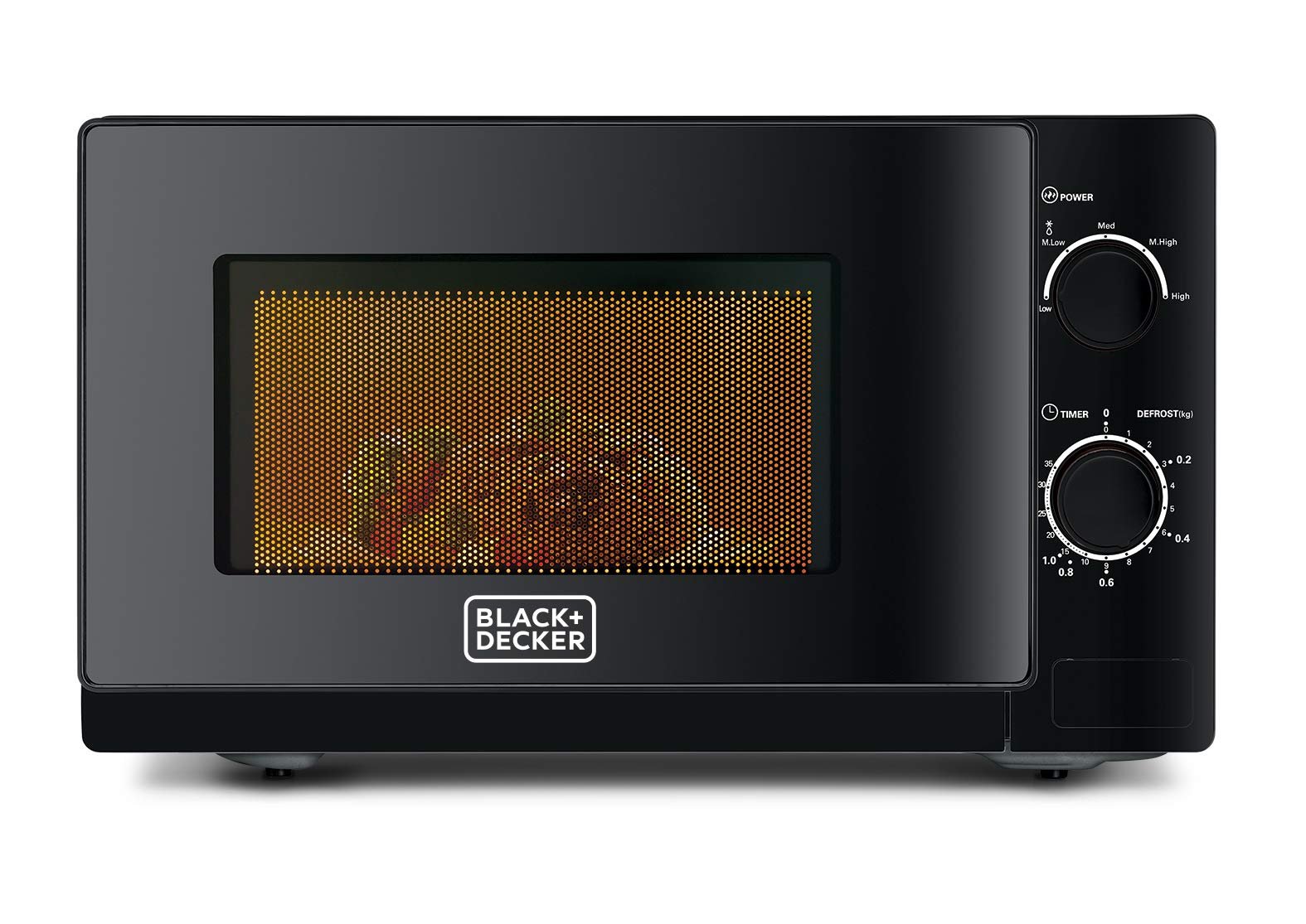 Black & Decker 20l 700w microwave black, multiple timer options, 5 power levels with weight/time, defrost function, cooking end signal for cooking/heating/defrost function mz2020p-b5