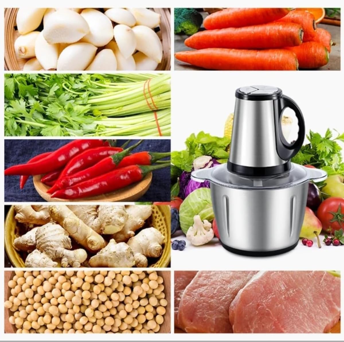 Powerful 3L Electric Meat Grinder, Stainless Steel Blender Mincer Mixer Food Processor Machine - 800W Heavy Duty Motor for Fast Grinding & Easy Cleaning - Multi-function Meat Chopper