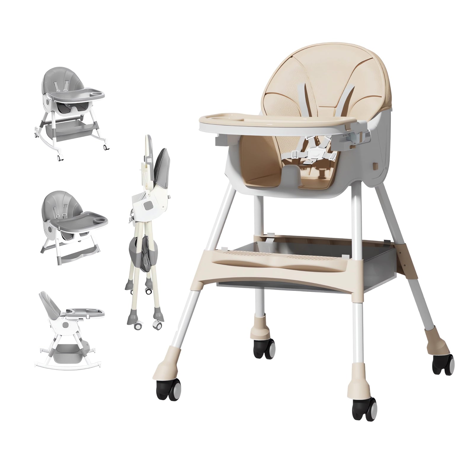 OYDAS High Chair Baby Feeding,4 in 1 high Chairs for Baby and Toddlers,High Chair baby Feeding,Travel Foldable High ChAir with Foot Rest,Baby Eating Chair,Adjustable Height & Recline (gg157)