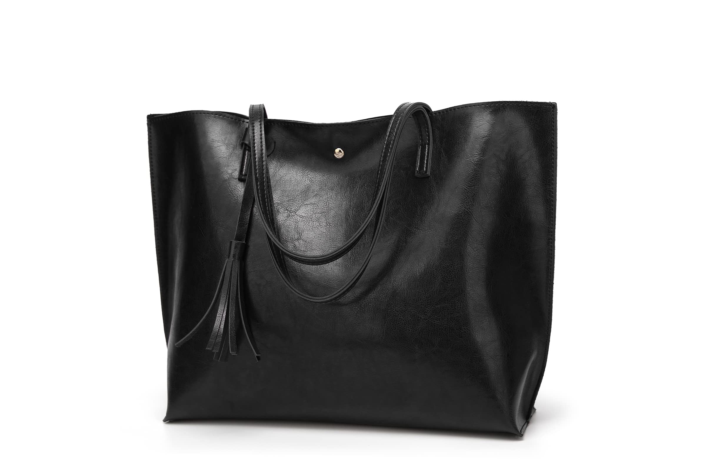 Women's Soft Faux Leather Tote Shoulder Bag from Dreubea, Big Capacity Tassel Handbag