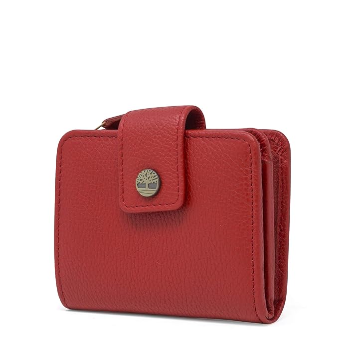 Timberland womens Leather Rfid Small Indexer Wallet Billfold, Red, One Size