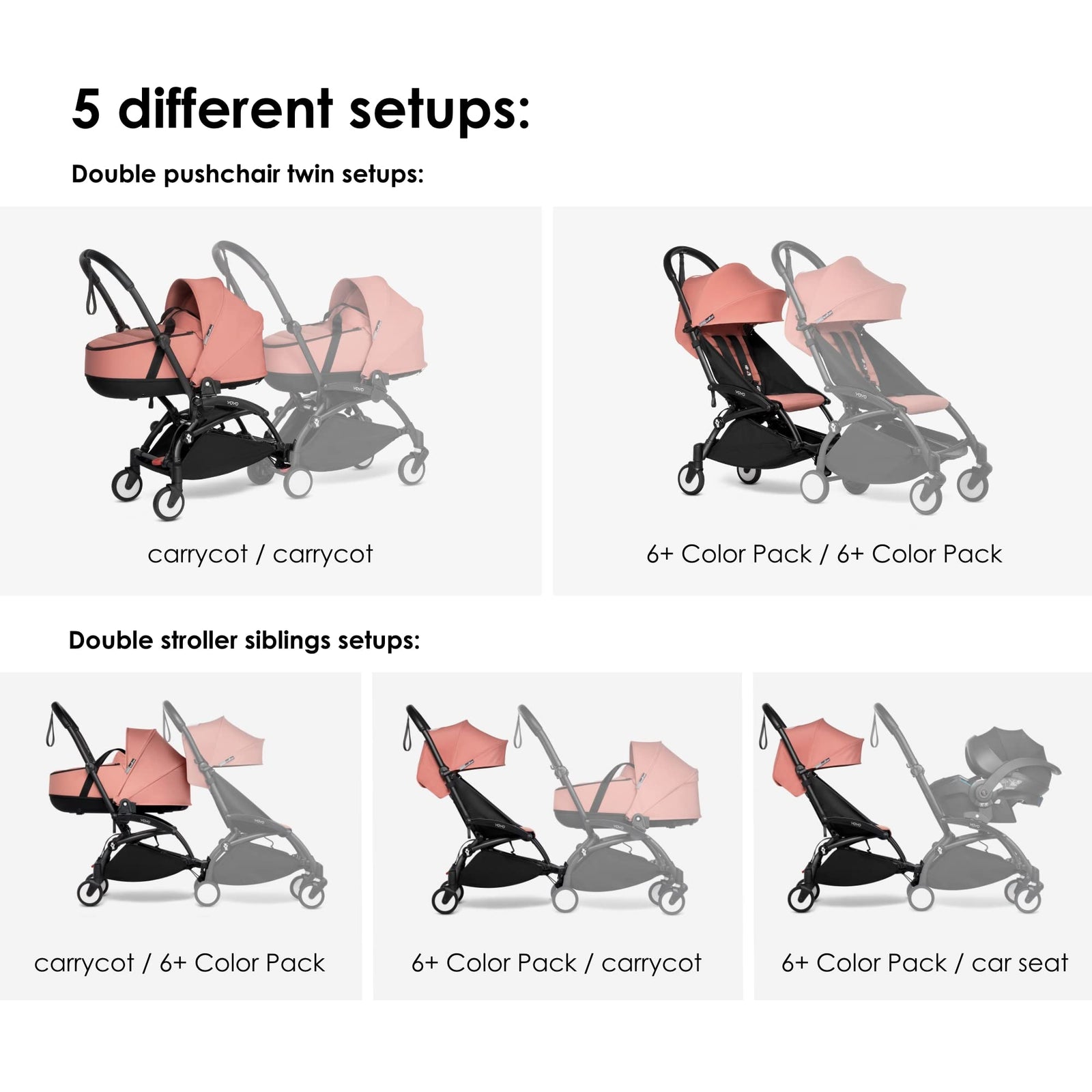 BABYZEN YOYO Stroller Connect - Turn Your Babyzen YOYO2 Stroller into a Double Stroller - Still Compact & Easy to Maneuver - Black