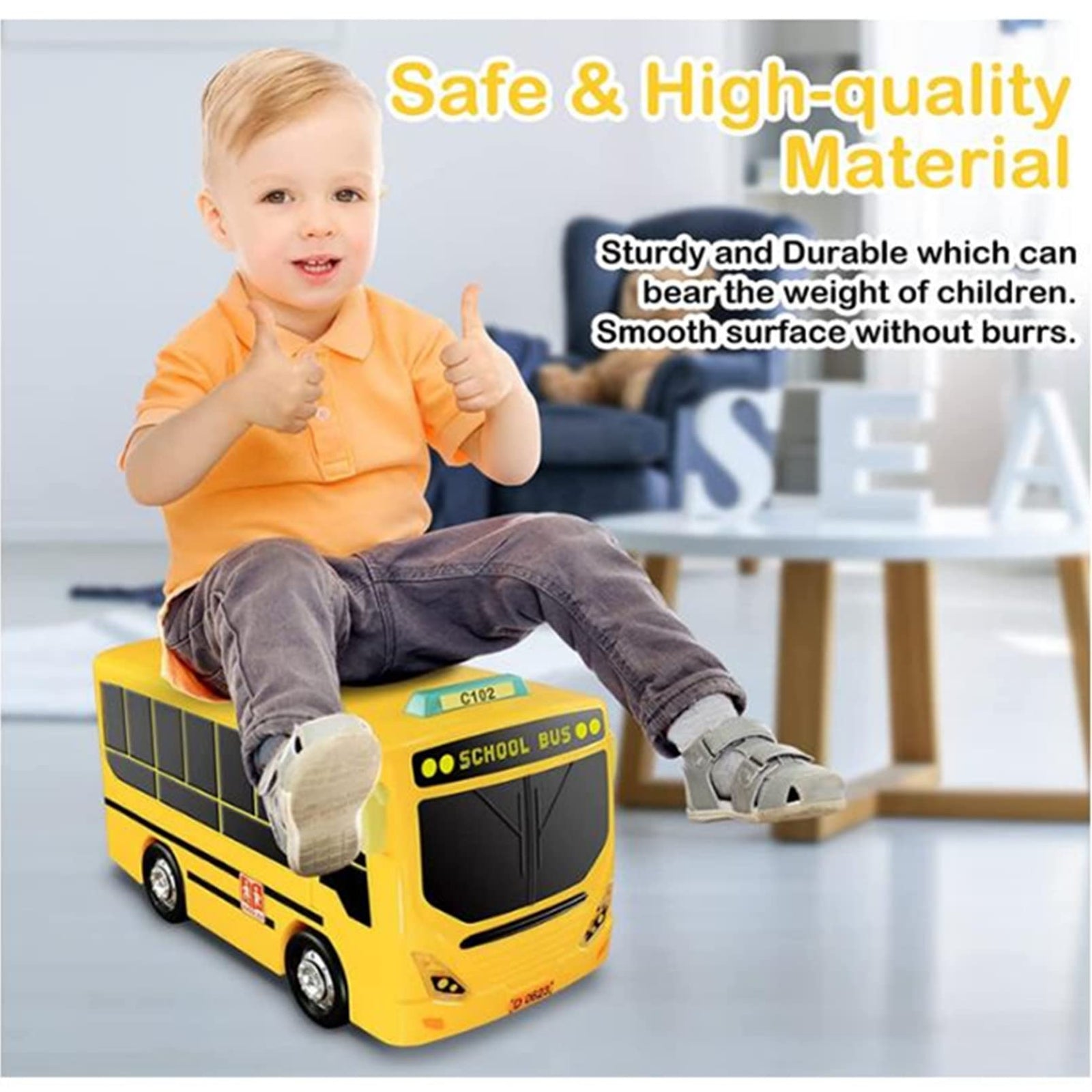 School Bus Toy with Sound and Light Simulation Steering Wheel Gear Toy Musical School Bus Toy for Toddler, Educational Bus Driving Toy Multifunction Preschool Gift Children Boy Girl Toy (Yellow)