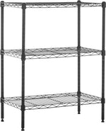 Amazon Basics 3-Shelf Adjustable, Heavy Duty Storage Shelving Unit (113.3 kilograms loading capacity per shelf), Steel Organizer Wire Rack, Black, 58.9 x 34 x 193.5 centimeters